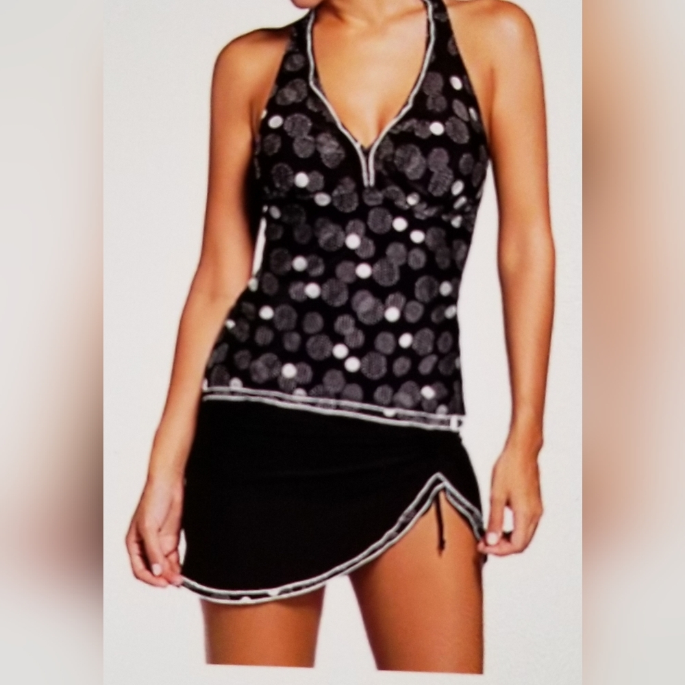 NWOT HALTER TANKINI TOP AND SKORT BOTTOM SET SWIM SUIT SWIM DRESS. cute - Picture 4 of 7